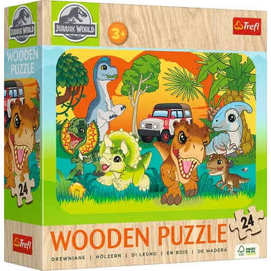 Trefl, Jurassic World, puzzle din lemn, 24 piese