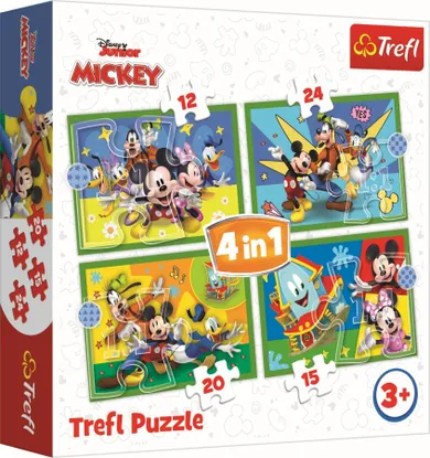 Trefl, Mickey Mouse, puzzle 4in1, 71 piese