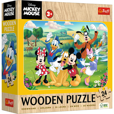 Trefl, Mickey Mousepuzzle din lemn, 24 piese