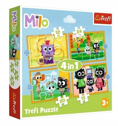 Trefl, Milo, puzzle 4in1, 61 piese