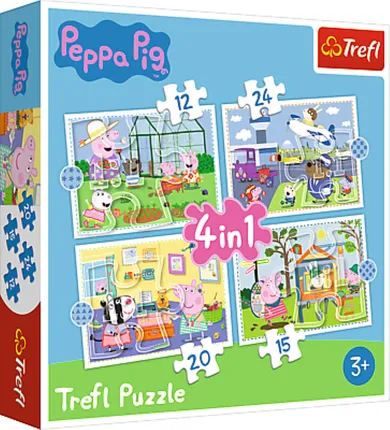 Trefl, Peppa Pig, Amintiri din vacanta, puzzle 4in1, 71 piese