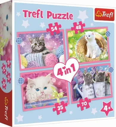 Trefl, Pisici distractive, puzzle 4in1, 71 piese