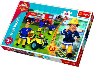 Trefl, Pompierul Sam, 24 Maxi, Bravul Pompier Sam, puzzle, 24 piese