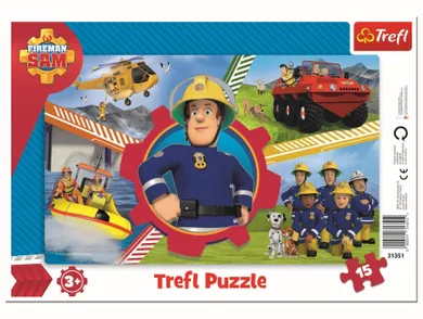 Trefl, Pompierul Sam, Frame, Ziua Pompierul Sam, puzzle, 15 piese