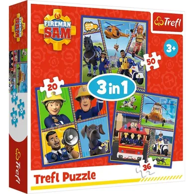 Trefl, Pompierul Sam, puzzle 3in1, 106 piese