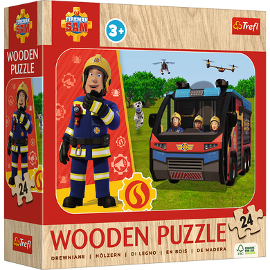 Trefl, Pompierul Sam, puzzle din lemn, 24 piese