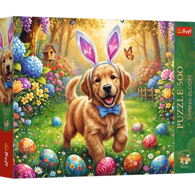Trefl, Premium Plus, Spring Bloom, Easter Dog, puzzle, 500 piese