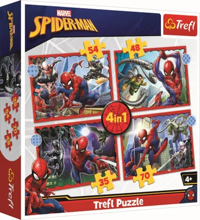 Trefl, Spider-Man, Spider-Man eroic, puzzle 4in1, 207 piese