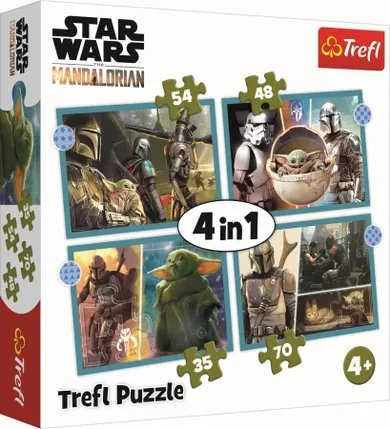 Trefl, Star Wars Mandalorian, Mandalorian, puzzle 4in1, 71 piese