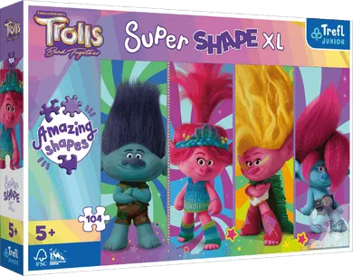 Trefl, Super Shape XXL, Trolls, puzzle, 104 piese