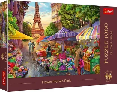 Trefl, Tea Time, Flower Market, Paris, puzzle, 1000 piese