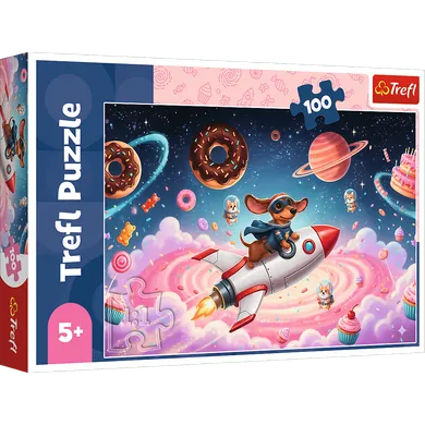 Trefl, Teckel pe o racheta, puzzle, 100 piese