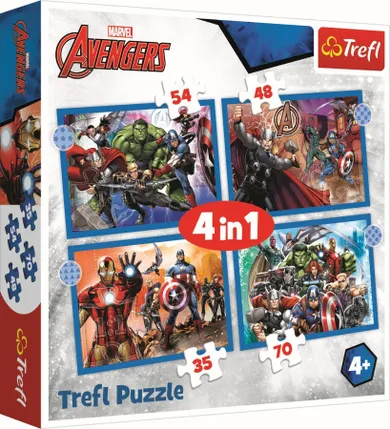 Trefl, The Avengers, Razbunatorii curajosi, puzzle 4in1, 71 piese