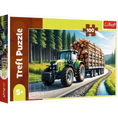 Trefl, Tractor with Wood, puzzle, 100 piese