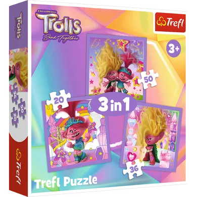 Trefl, Trolls, puzzle 3in1, 106 piese