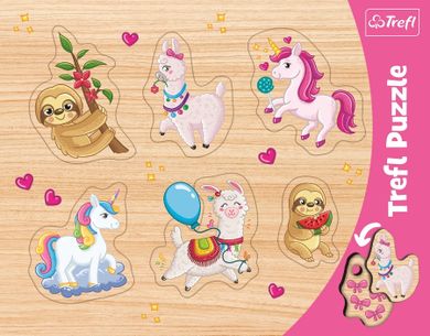 Trefl, Unicorni, lame si lenesi, puzzle-uri in forma de cadru, puzzle, 7 piese