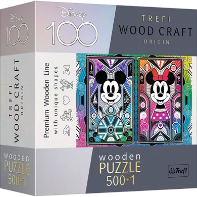 Trefl, Wood Craft, Disney, Mickey Mouse si Minnie Mouse, puzzle din lemn, 500+1 piese