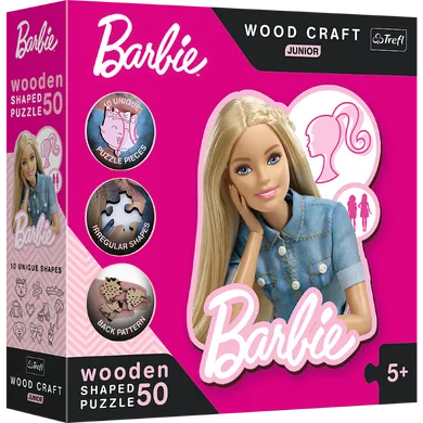 Trefl, Wood Craft Junior, Barbie, puzzle din lemn, 50 piese