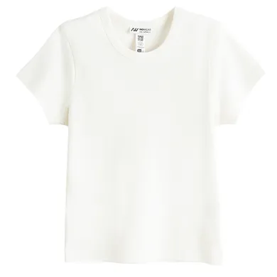 Tricou basic alb din bumbac pieptanat NOWEAR