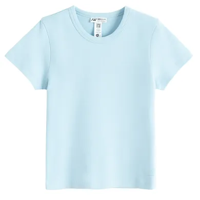 Tricou basic albastru din bumbac pieptanat NOWEAR