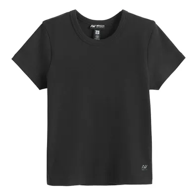 Tricou basic negru din bumbac pieptanat NOWEAR