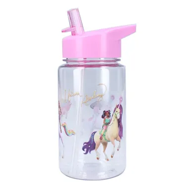 Unicorn Academy, Drink Up, sticla da apa cu pai, roz, 450 ml