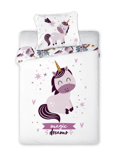 Unicorn, set lenjerie de pat single, din bumbac, 100-135 cm