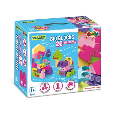 Wader, Big Blocks, cuburi, roz-violet, 26 elemente