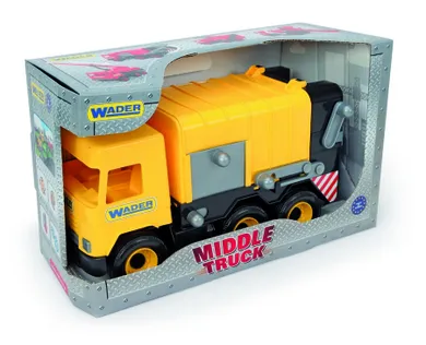 Wader, Middle Truck, masinuta de gunoi, vehicul, 42 cm, galben