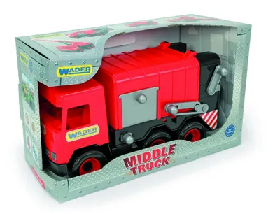 Wader, Middle Truck, masinuta de gunoi, vehicul, 42 cm, rosu