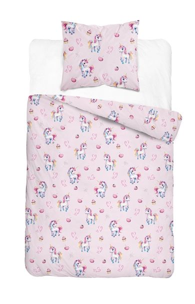 XOXO, set de lenjerie de pat pentru tineri, 140-200 cm + 70-80 cm, Unicorns