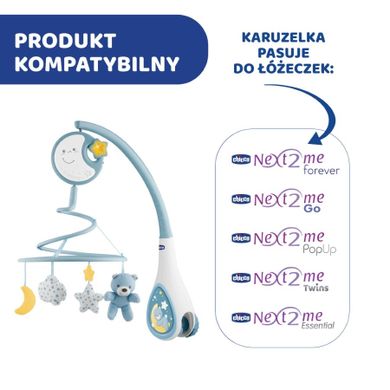 Chicco, Next2Dreams, Carusel pentru patut 3in1, albastru