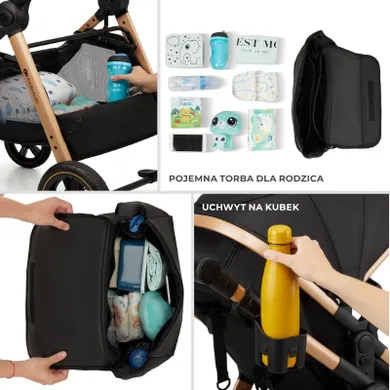 Kinderkraft, Esme, carucior multifunctional 3in1, Pure Black