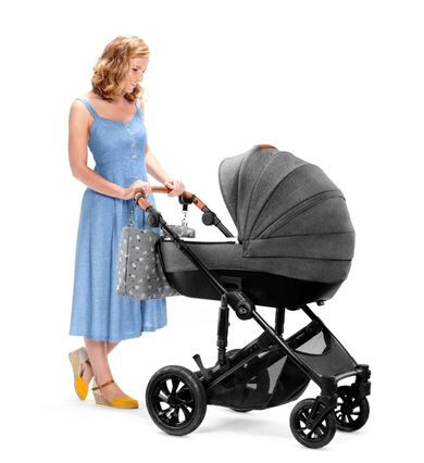 Kinderkraft, Prime, carucior multifunctional 2in1, gri + geanta Mommy Bag