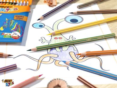 Bic, Kids, Evolution Stripes, creioane colorate, 24 buc.