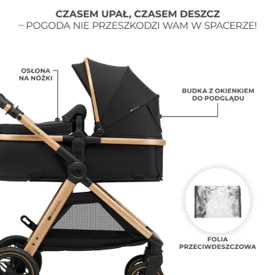 Kinderkraft, Esme, carucior multifunctional 3in1, Pure Black