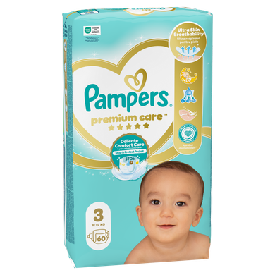 Pampers Premium Care, scutece marimea 3, 5-9 kg, 60 buc.