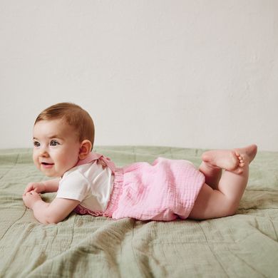 Cool Club, Set pentru fete, Body cu maneca scurta, Pantaloni scurti, Pantaloni scurti salopeta, Bentita, ecru, roz