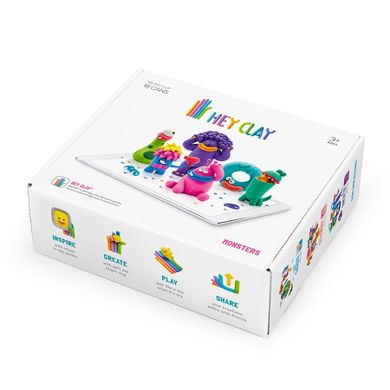 Hey Clay, Monsters, set creativ, 18 cutii de plastilina