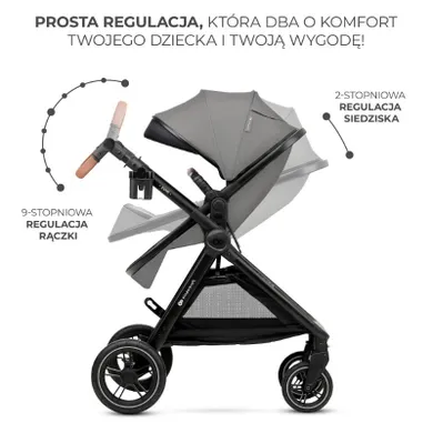 Kinderkraft, Esme, carucior multifunctional 3in1, Moonlight Grey