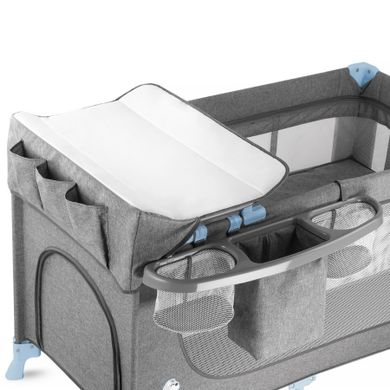 Kinderkraft, Joy, patut de calatorie 2in1 cu accesorii, albastru