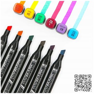Rawmark, Basic Line, set 80 markere duble + 10 carte de colorat, cu cerneala pe baza de alcool, multicolore