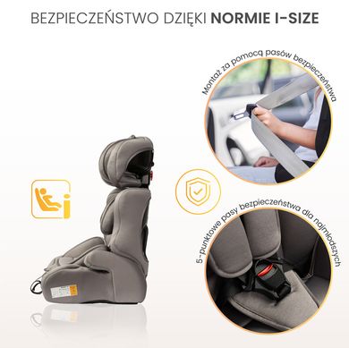Caretero, Falcon i-Size, scaun auto, gri, 76-150 cm