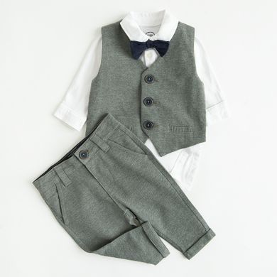 Cool Club, Set pentru baieti, Body cu maneca lunga, Vesta, Pantaloni din textil, mix