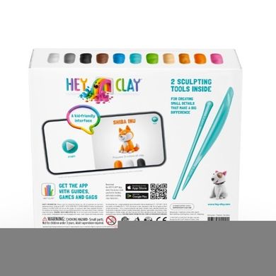 Hey Clay, Dog Story, set creativ, 15 cutii de plastilina