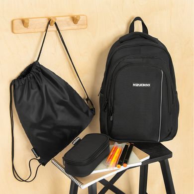 Kayokki, ghiozdan, 2 compartimente, Basic, negru