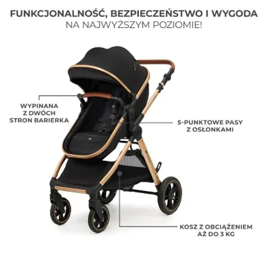 Kinderkraft, Esme, carucior multifunctional 3in1, Pure Black