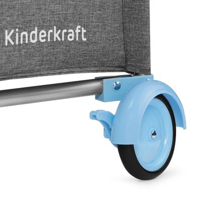Kinderkraft, Joy, patut de calatorie 2in1 cu accesorii, albastru