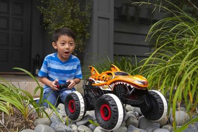Hot Wheels, Monster Trucks Tiger Shark, masina cu telecomanda, scara 1:24