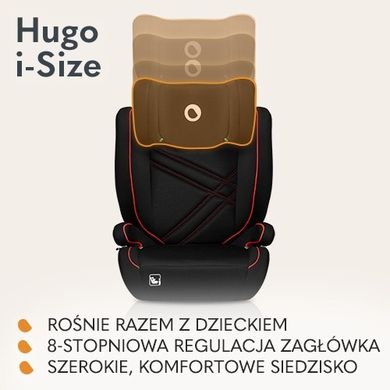 Lionelo, Hugo, I-size, scaun auto, 100-150 cm, Sporty Black Red